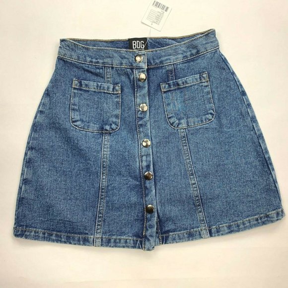 Urban Outfitters BDG Denim Jean‎ Snap Front Skirt - Picture 2 of 7
